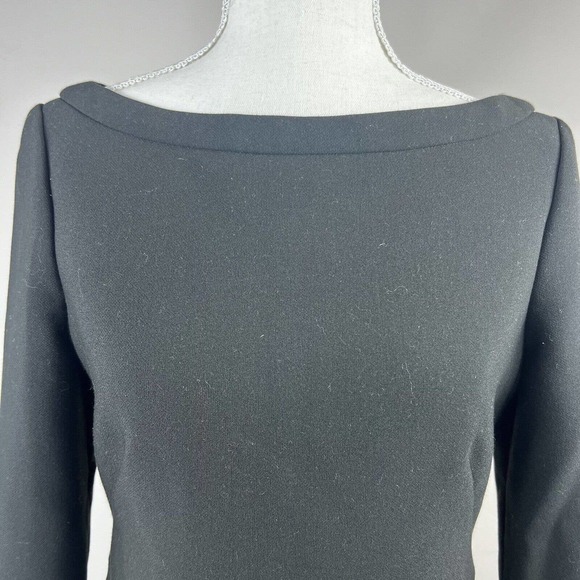 Kate Spade Black Flare Bell Sleeve Sheath Dress Size 2 Exposed Gold Zipper - Picture 2 of 10